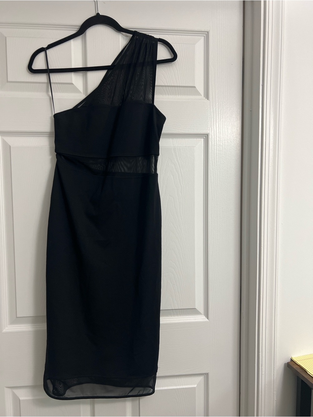 Express One Shoulder Black Mesh Bodycon Cocktail Dress Size 8